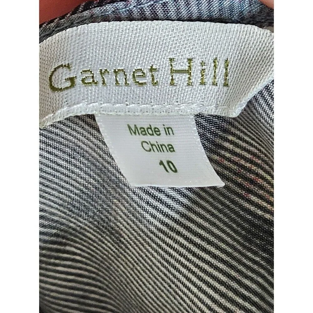 GARNET HILL Olivia Silk‎ Dress Textured Floral Short Sleeved Ruffle Hem Size 10